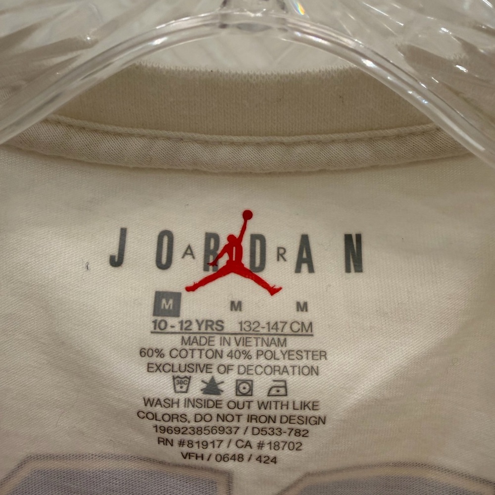 Jordan White Tee with Blue Geometric Graphics - Picture 3 of 3